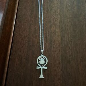 Sterling Ankh with Scarab Necklace